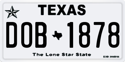TX license plate DOB1878