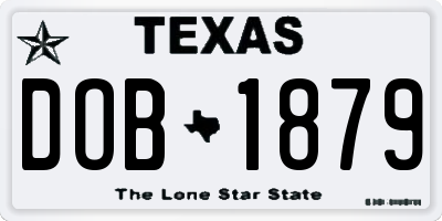 TX license plate DOB1879