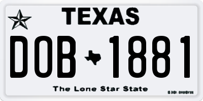 TX license plate DOB1881
