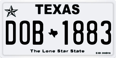 TX license plate DOB1883
