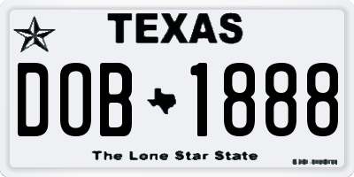 TX license plate DOB1888