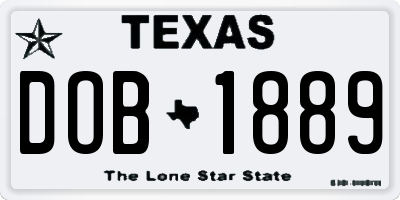 TX license plate DOB1889