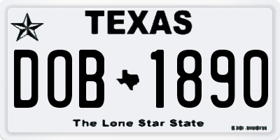 TX license plate DOB1890
