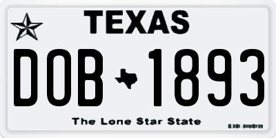 TX license plate DOB1893