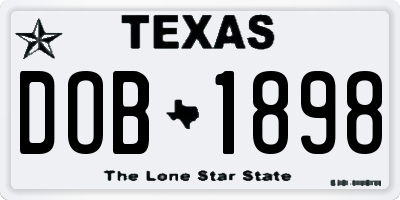 TX license plate DOB1898