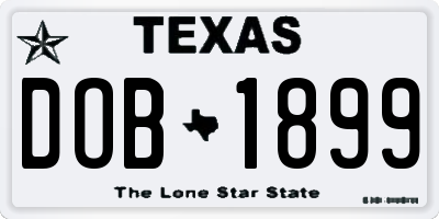 TX license plate DOB1899