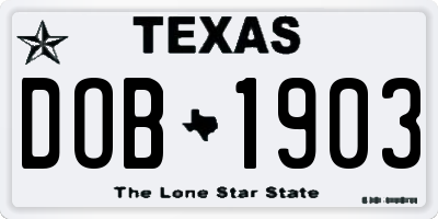 TX license plate DOB1903