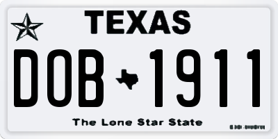 TX license plate DOB1911