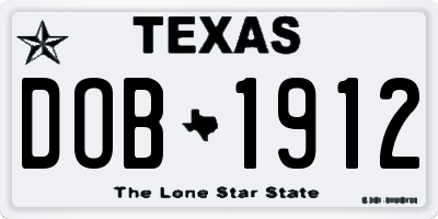 TX license plate DOB1912