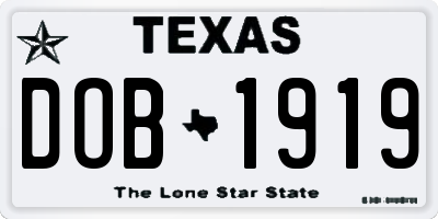 TX license plate DOB1919