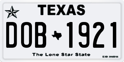 TX license plate DOB1921