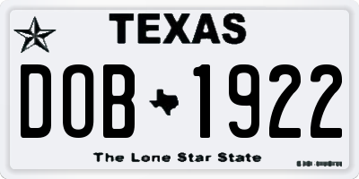 TX license plate DOB1922