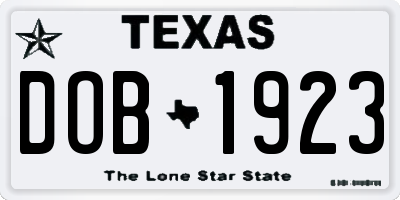 TX license plate DOB1923