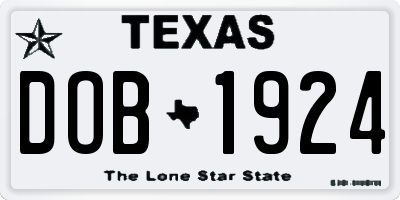 TX license plate DOB1924