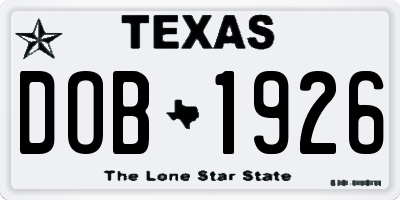 TX license plate DOB1926