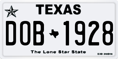TX license plate DOB1928