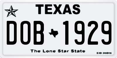 TX license plate DOB1929