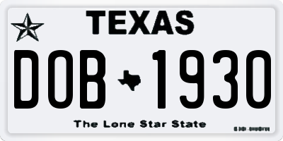 TX license plate DOB1930