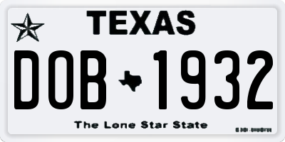 TX license plate DOB1932