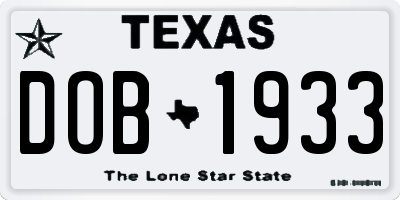TX license plate DOB1933