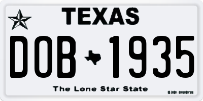 TX license plate DOB1935