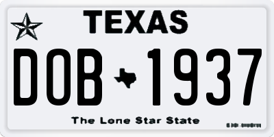 TX license plate DOB1937