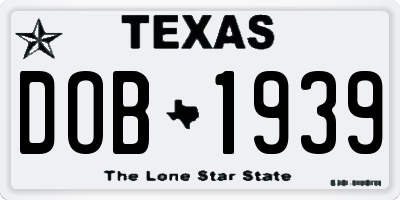 TX license plate DOB1939