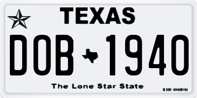 TX license plate DOB1940