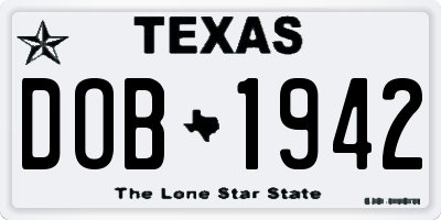 TX license plate DOB1942
