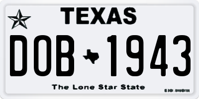 TX license plate DOB1943