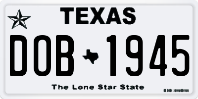 TX license plate DOB1945