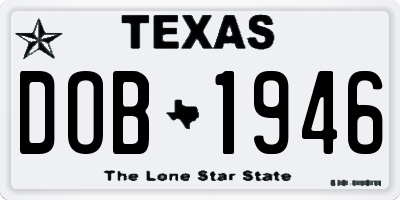 TX license plate DOB1946