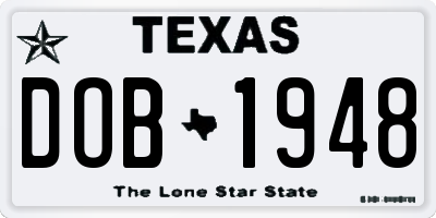 TX license plate DOB1948