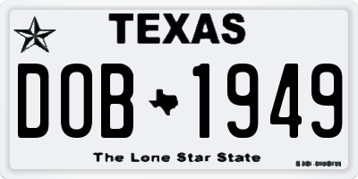 TX license plate DOB1949