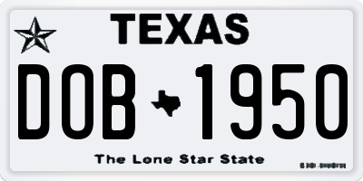 TX license plate DOB1950