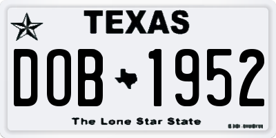 TX license plate DOB1952