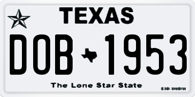 TX license plate DOB1953