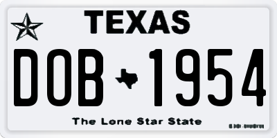 TX license plate DOB1954