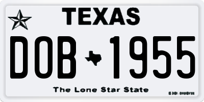 TX license plate DOB1955