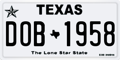 TX license plate DOB1958