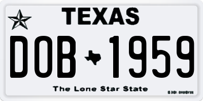 TX license plate DOB1959