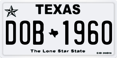 TX license plate DOB1960