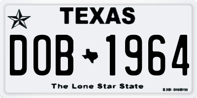 TX license plate DOB1964