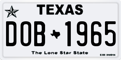 TX license plate DOB1965