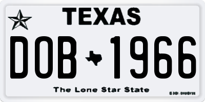 TX license plate DOB1966