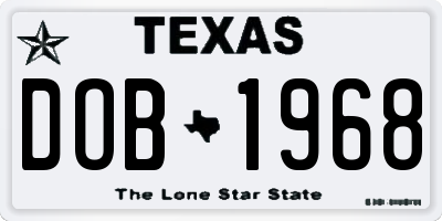 TX license plate DOB1968