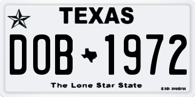 TX license plate DOB1972