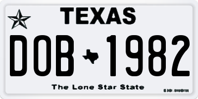 TX license plate DOB1982