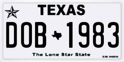 TX license plate DOB1983