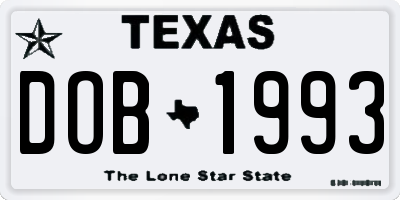 TX license plate DOB1993
